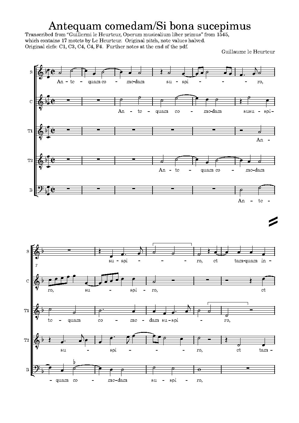 Antequam comedam - Si bona sucepimus - Choir Script PDF Thumbnail
