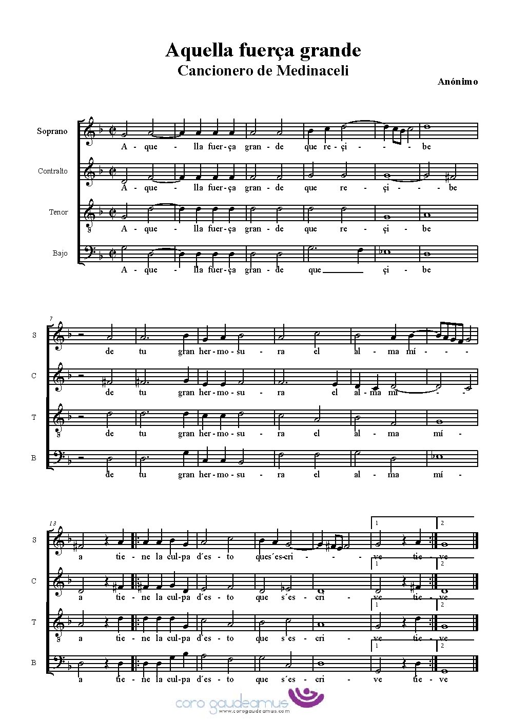 Aquella fuerça grande - Choir Script PDF Thumbnail
