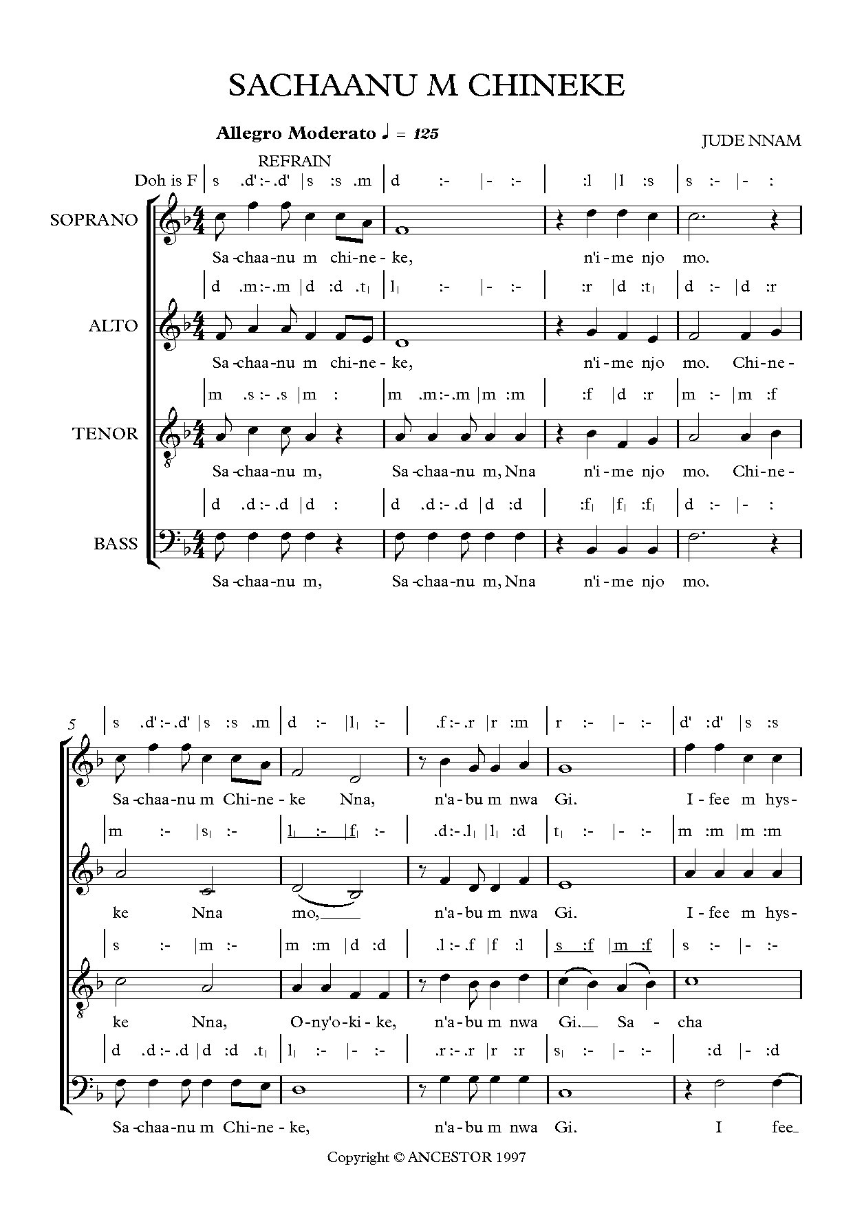 Sachaanu M, Chineke (communion) ~ Jude Nnam - Download Choir Script PDF