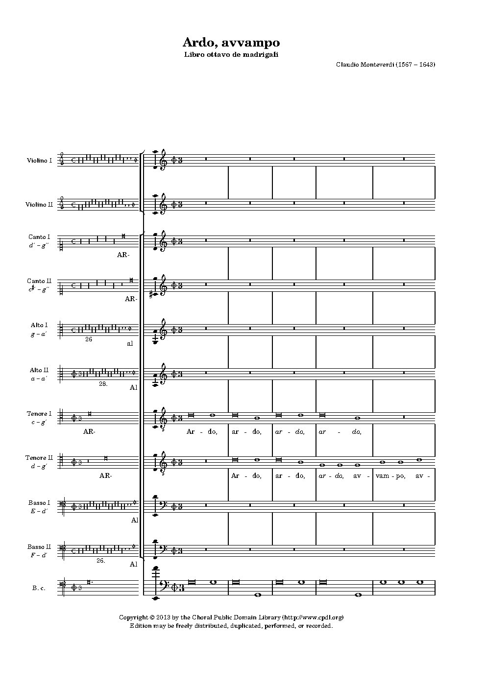 Ardo, avvampo, mi struggo, ardo: accorrete - Choir Script PDF Thumbnail