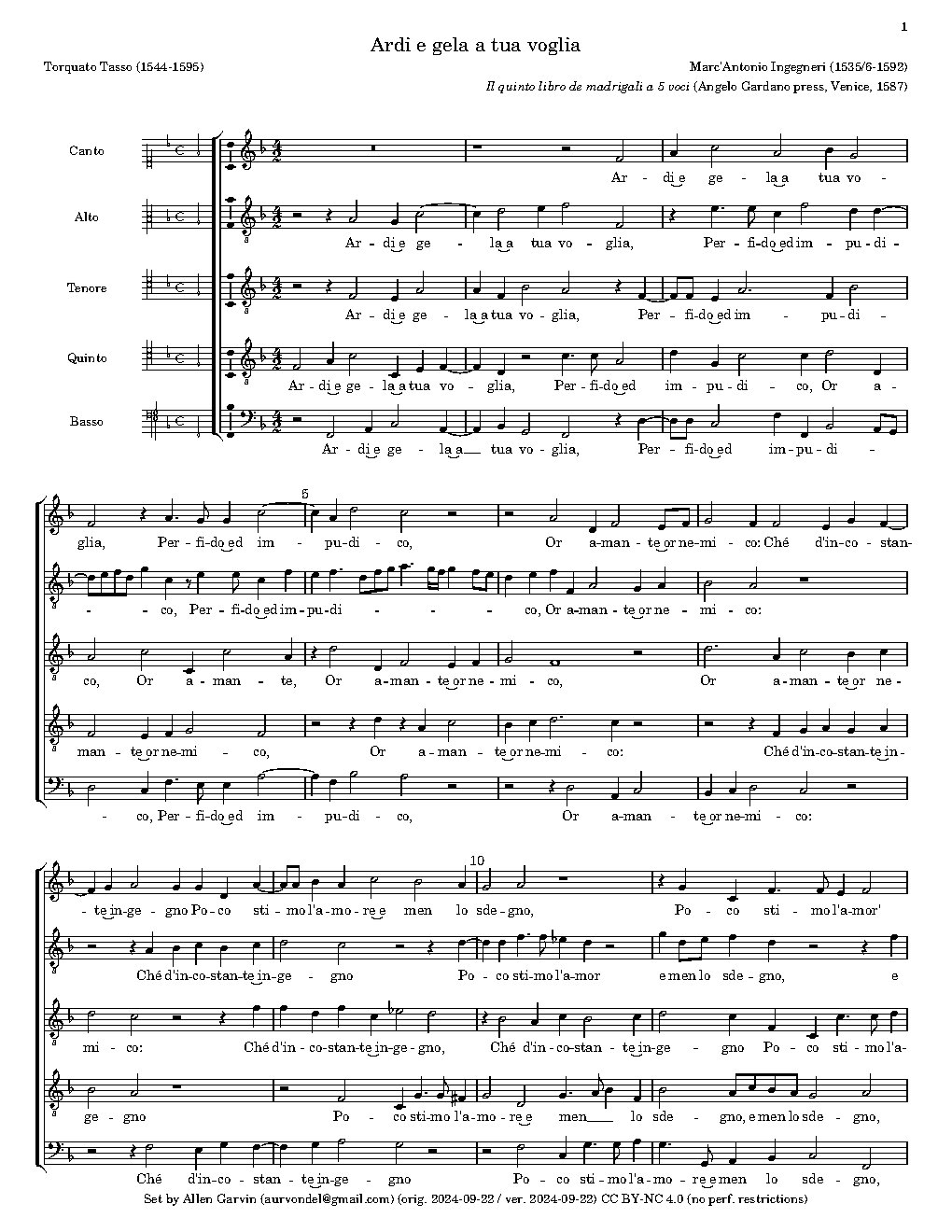 Ardi e gela a tua voglia - Choir Script PDF Thumbnail