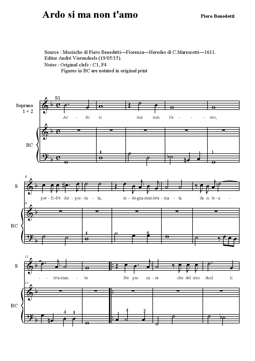 Ardo si ma non t'amo - Choir Script PDF Thumbnail