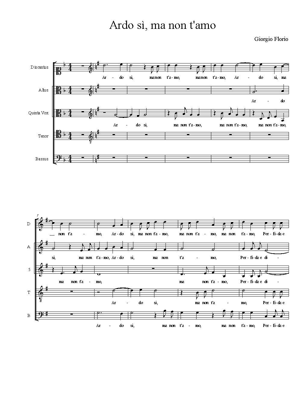 Ardo sì, ma non t'amo - Choir Script PDF Thumbnail