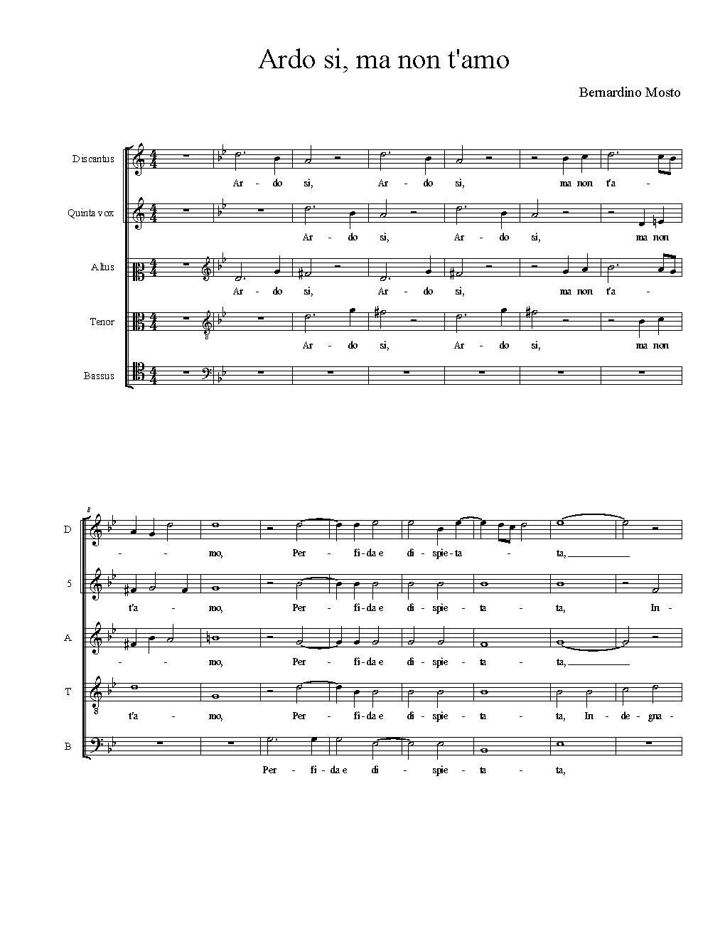 Ardo sì, ma non t'amo - Choir Script PDF Thumbnail