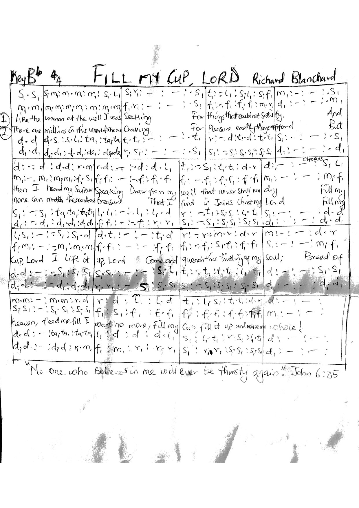Fill My Cup, Lord - Download Choir Script PDF