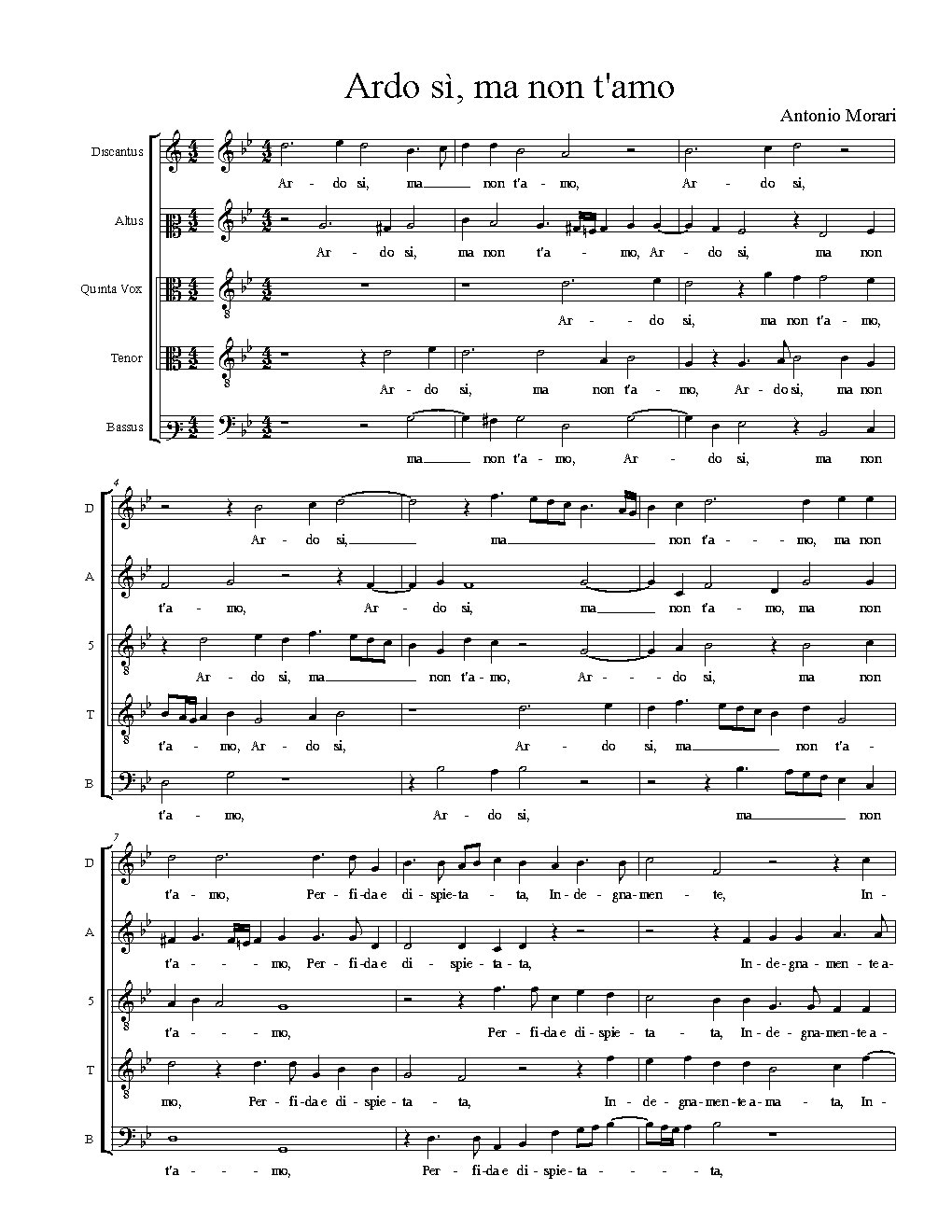 Ardo sì, ma non t'amo - Choir Script PDF Thumbnail