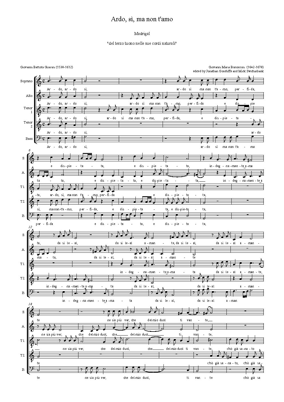 Ardo, sì, ma non t'amo - Choir Script PDF Thumbnail