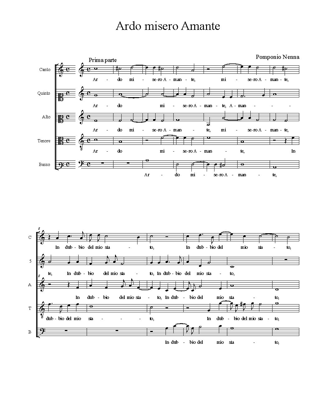 Ardo misero Amante - Choir Script PDF Thumbnail