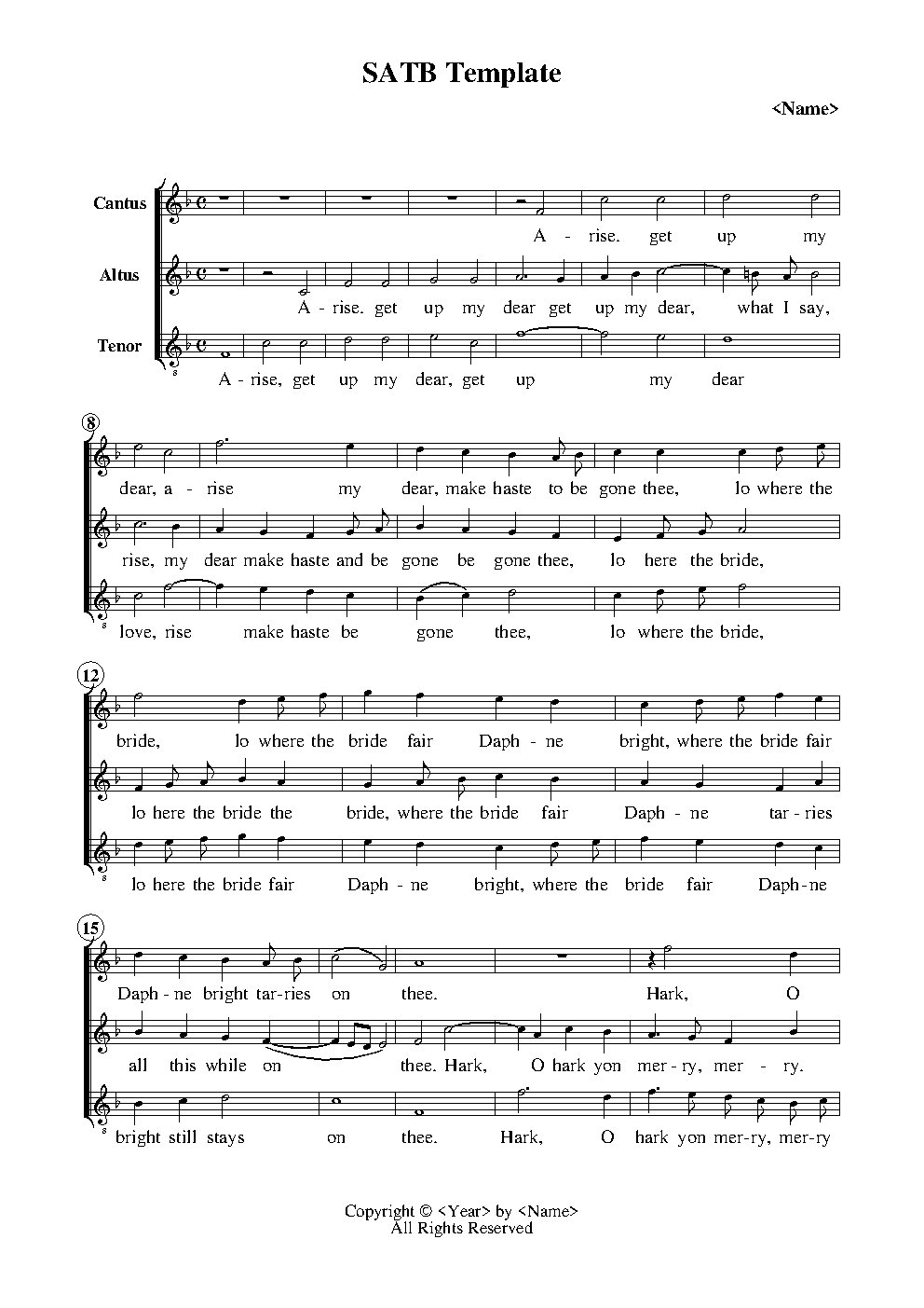 Arise, get up my dear - Choir Script PDF Thumbnail