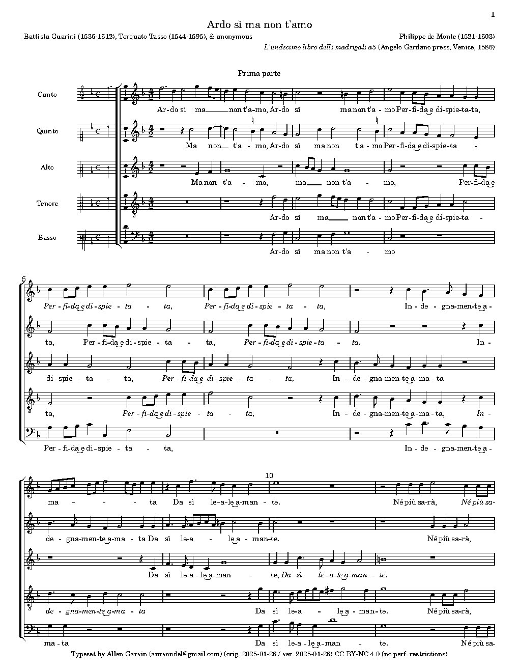 Ardo sì ma non t'amo - Choir Script PDF Thumbnail