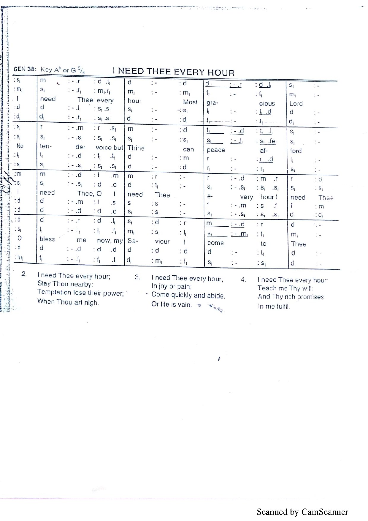 I Need Thee Every Hour - Download Choir Script PDF