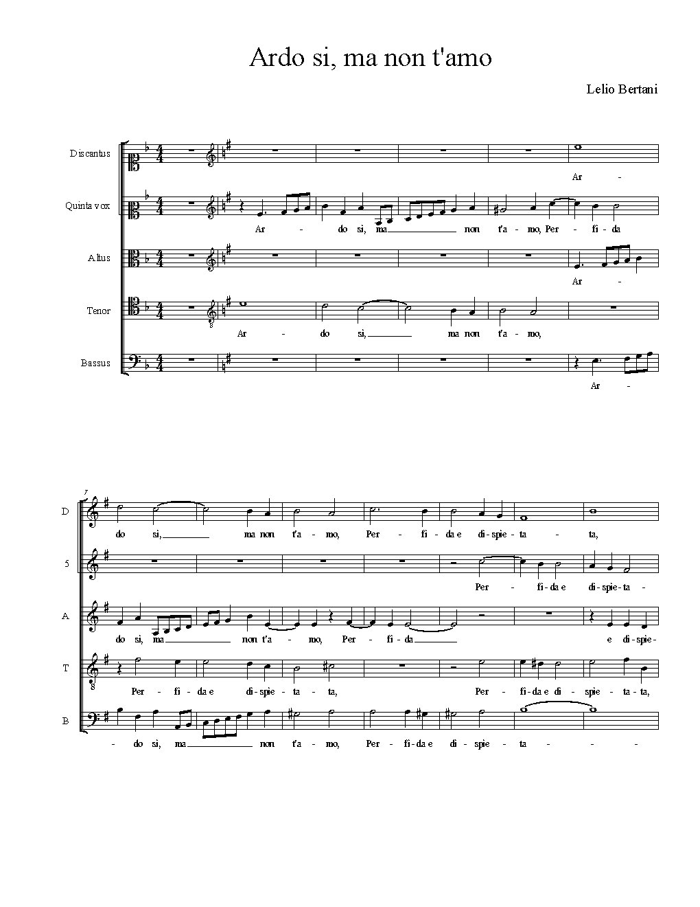 Ardo sì, ma non t'amo - Choir Script PDF Thumbnail