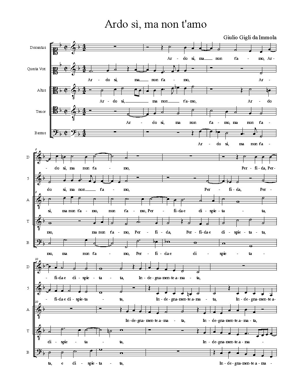 Ardo sì, ma non t'amo - Choir Script PDF Thumbnail