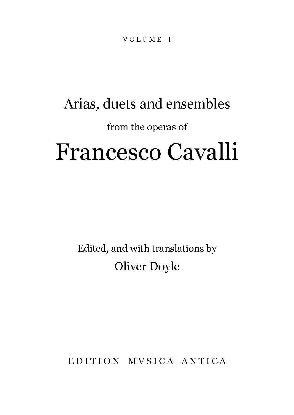 Arias, Duets & Ensembles from the Operas of Francesco Cavalli, Vol I - Choir Script PDF Thumbnail