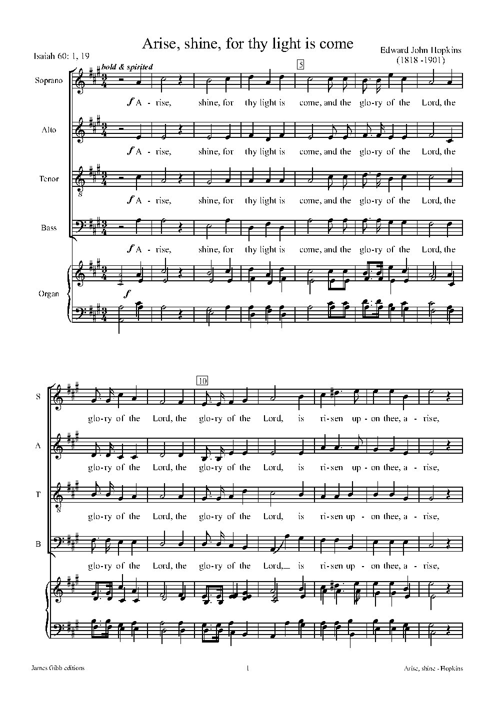 Arise, shine, for thy light is come - Choir Script PDF Thumbnail