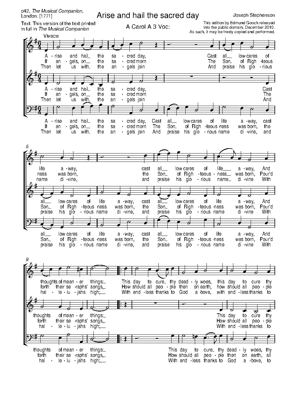 Arise and hail the sacred day - Choir Script PDF Thumbnail