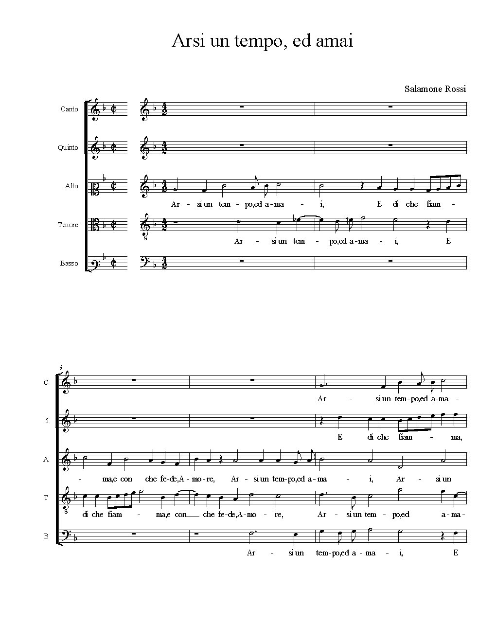 Arsi un tempo, ed amai - Choir Script PDF Thumbnail