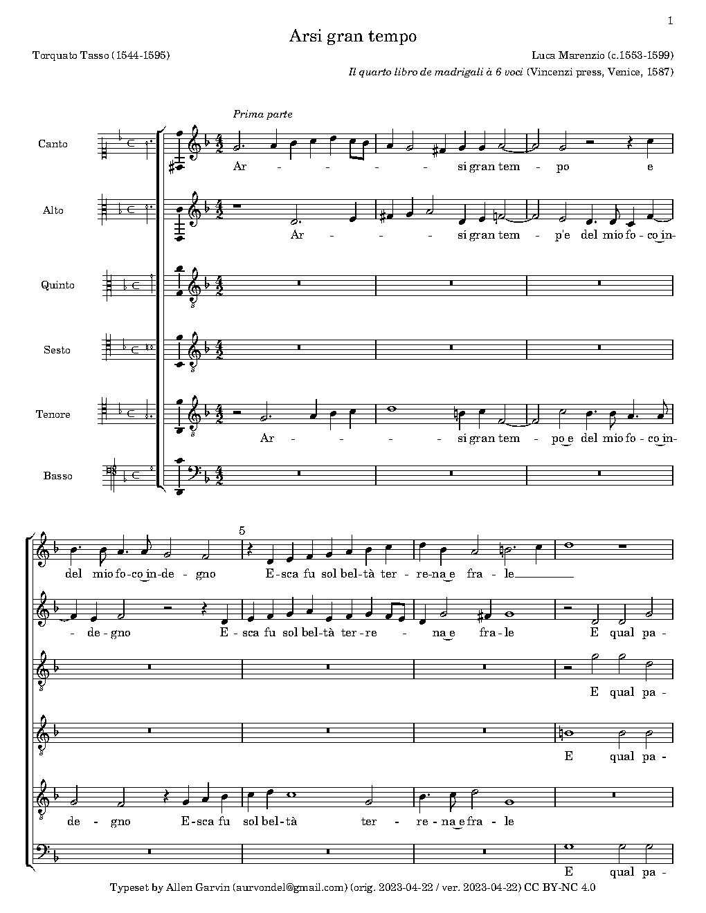 Arsi gran tempo - Choir Script PDF Thumbnail