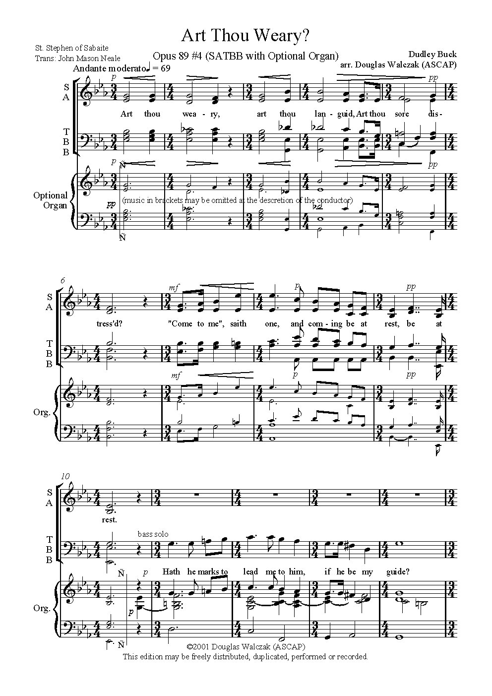 Art Thou Weary?, Op. 89, No. 4