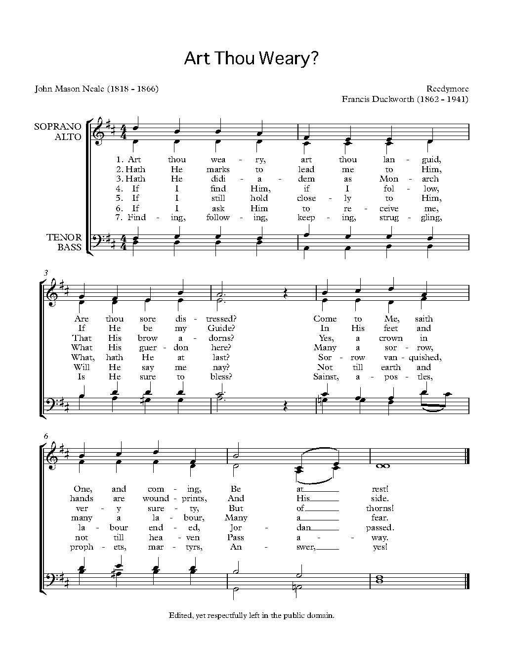 Art thou weary - Choir Script PDF Thumbnail