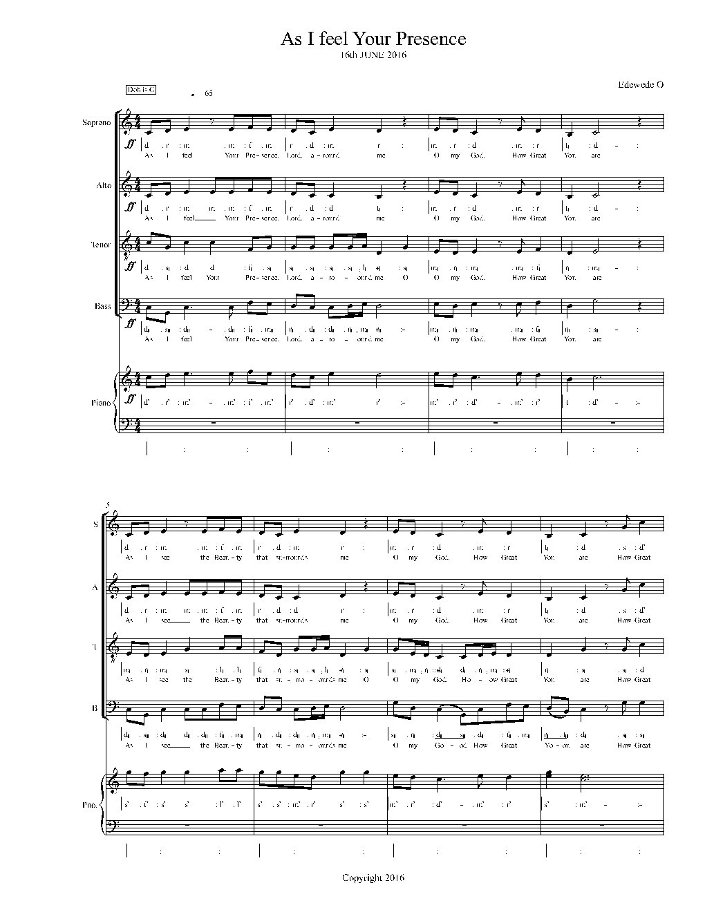 As I feel Your Presence - Choir Script PDF Thumbnail
