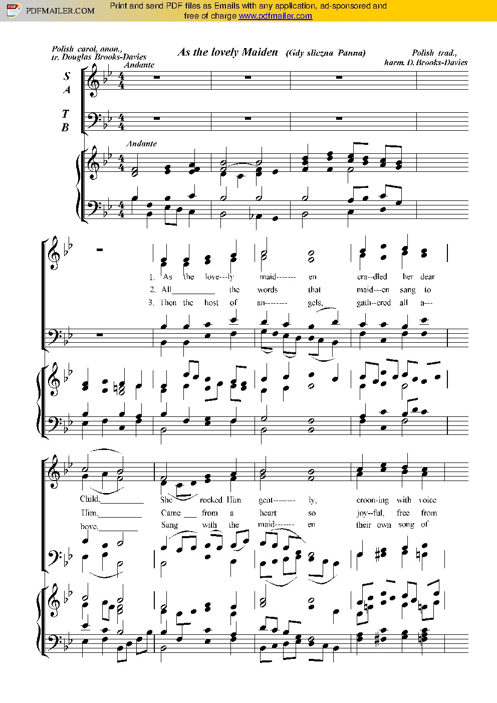 As the lovely maiden (Gdy śliczna Panna)