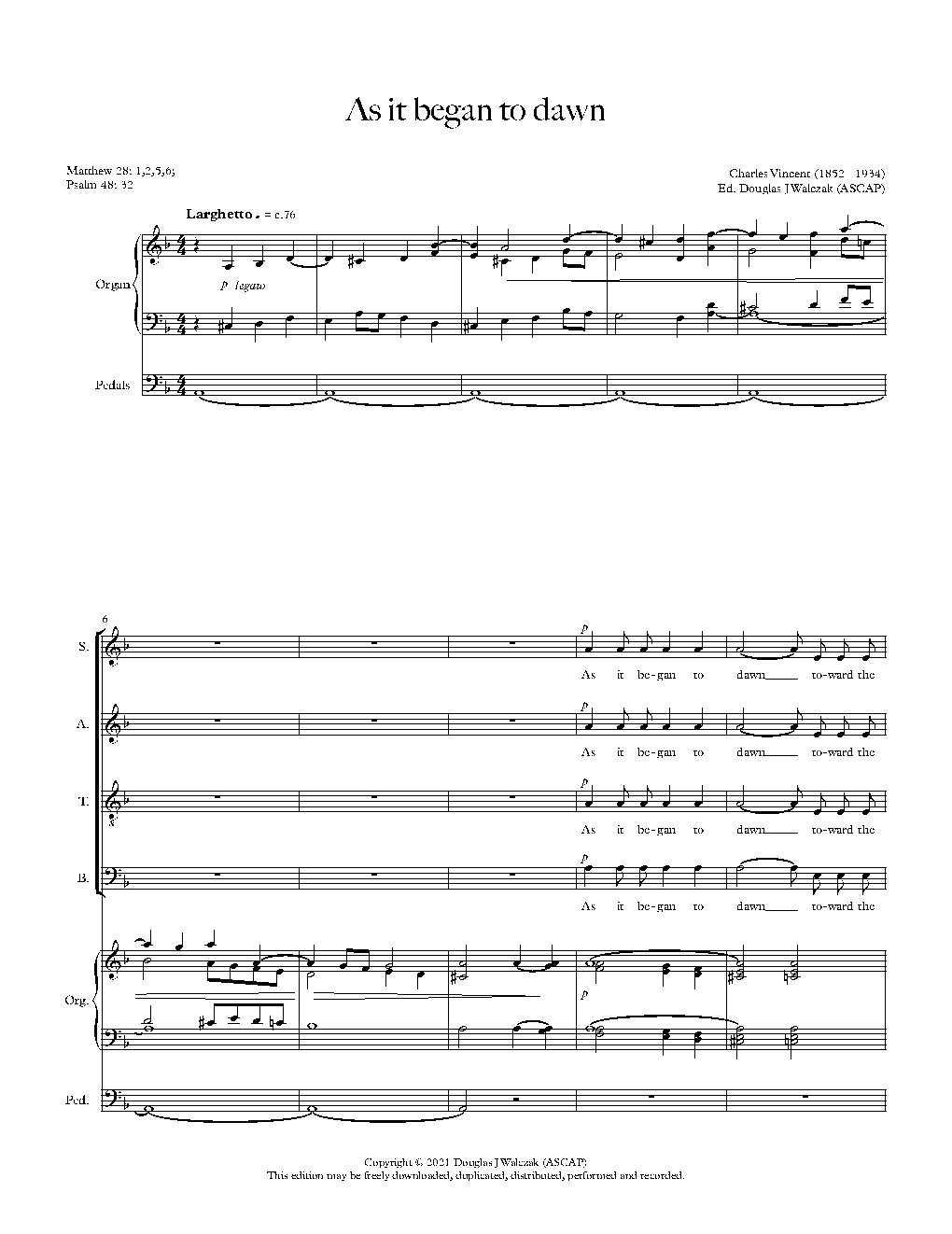 As it began to dawn - Choir Script PDF Thumbnail