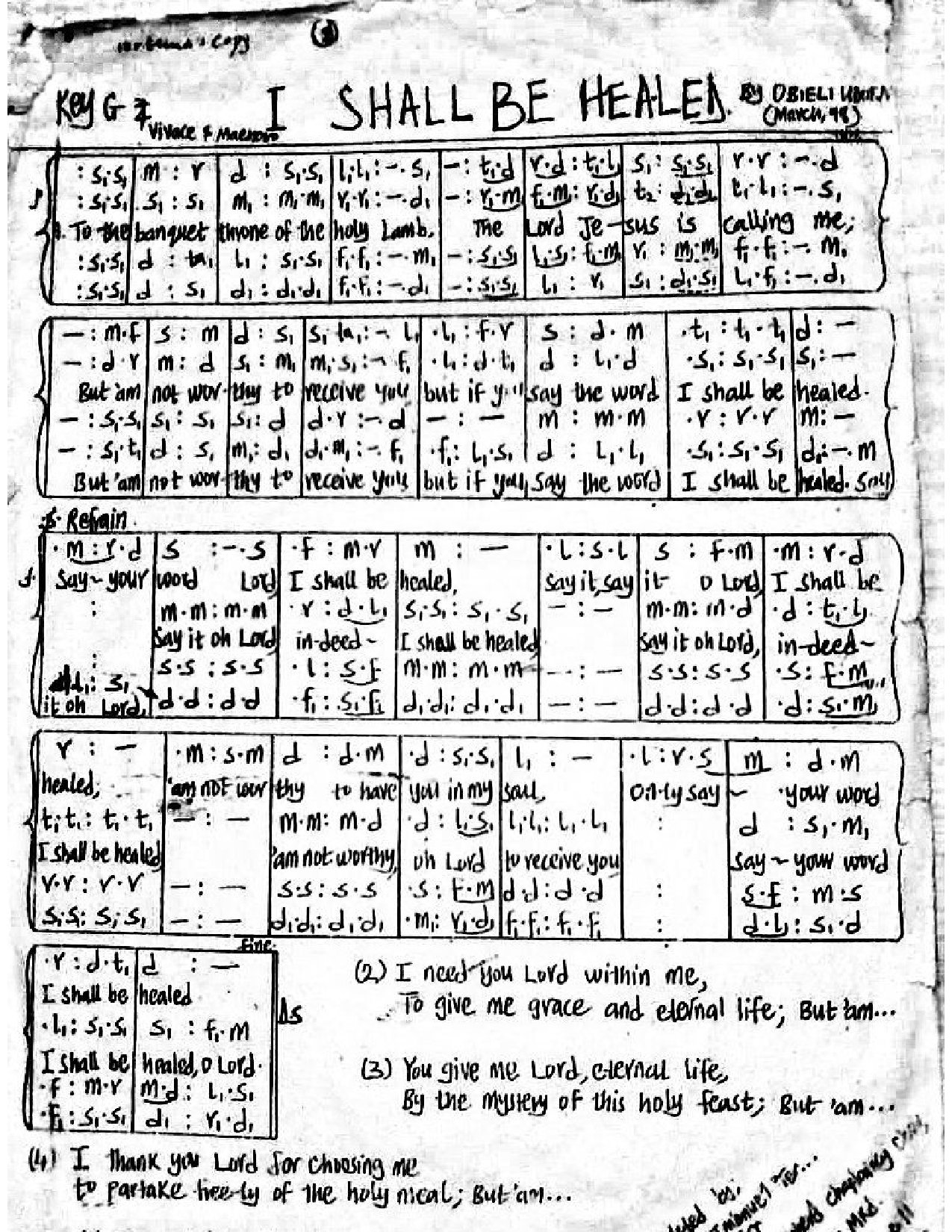 I Shall Be Healed - Download Choir Script PDF