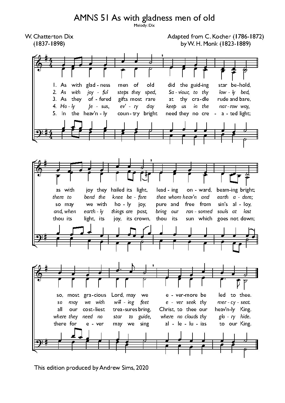 As with gladness men of old - Choir Script PDF Thumbnail