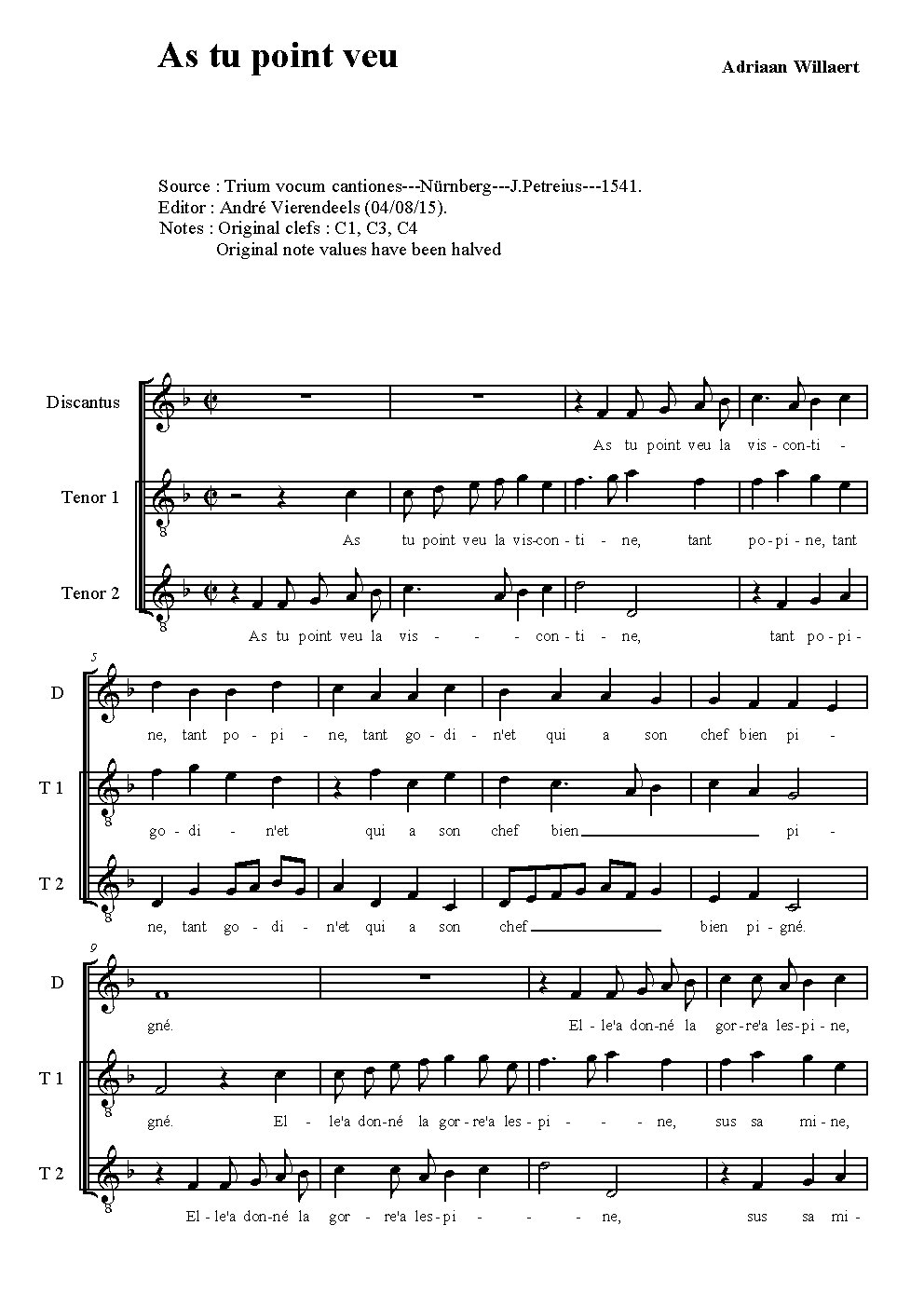 As tu point veu - Choir Script PDF Thumbnail