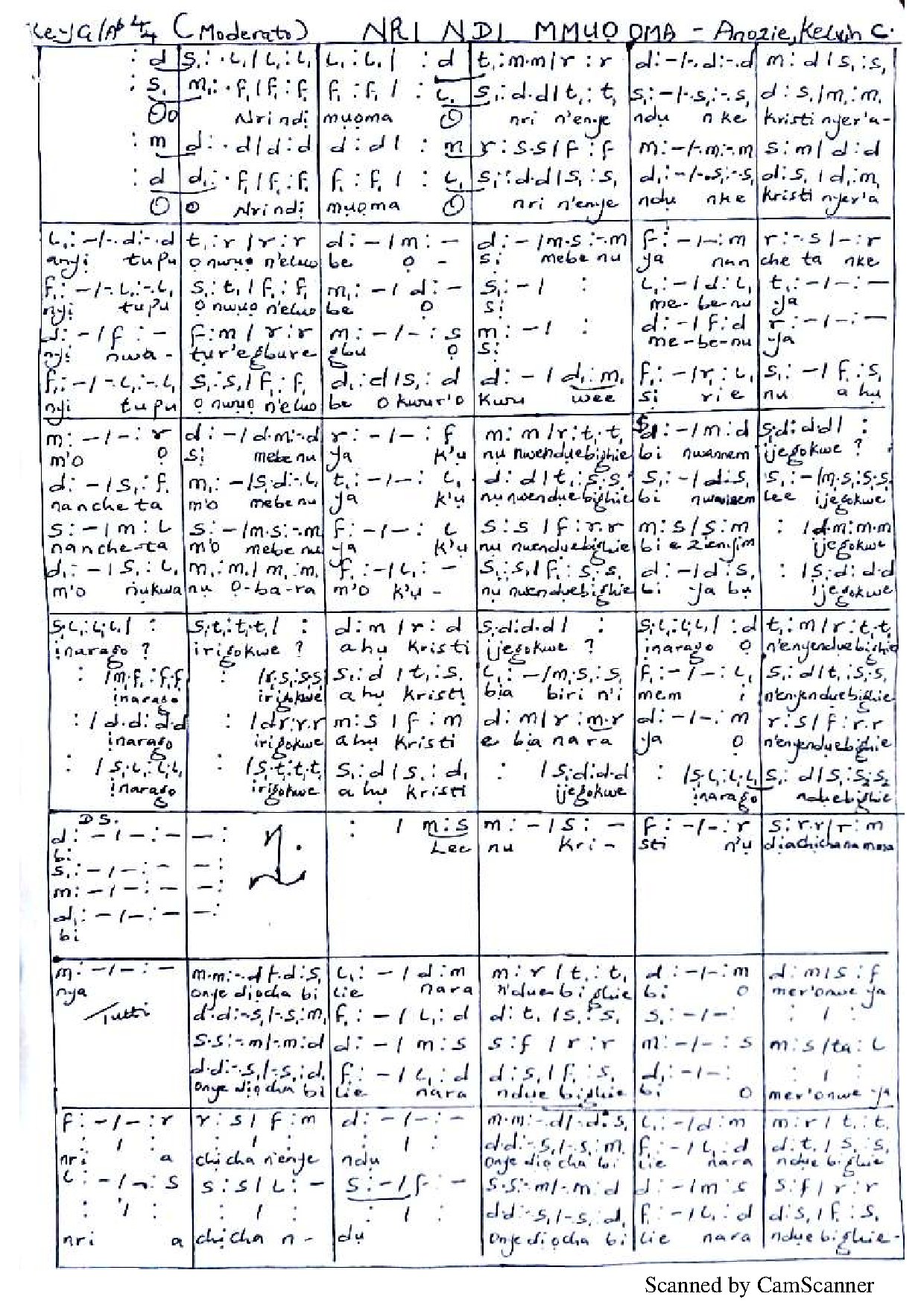 Nri Ndị Muoma - Download Choir Script PDF