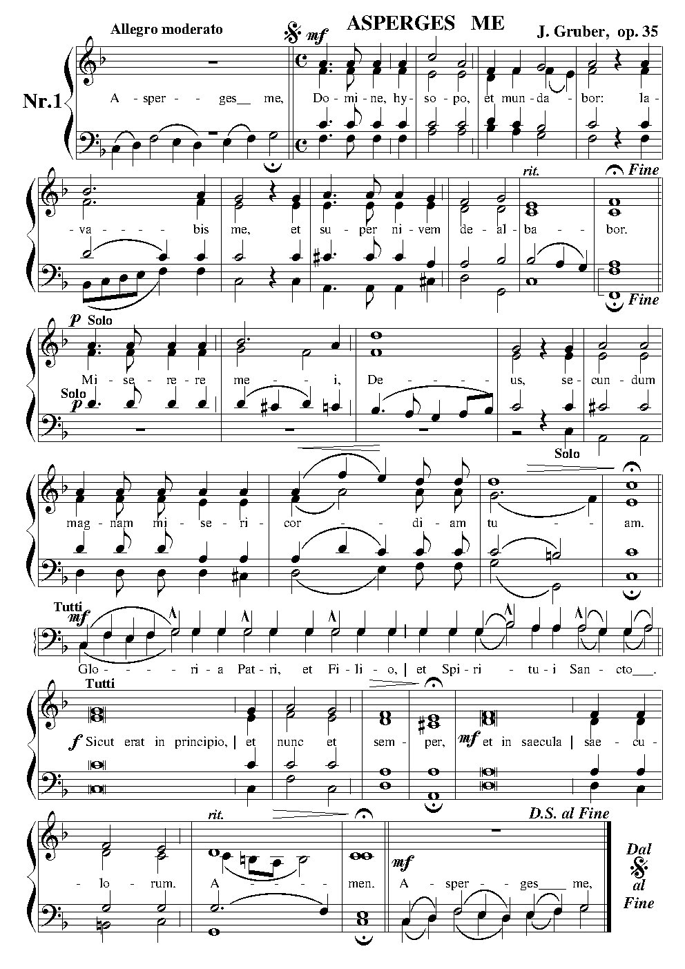 Asperges me, op. 35-1 - Choir Script PDF Thumbnail
