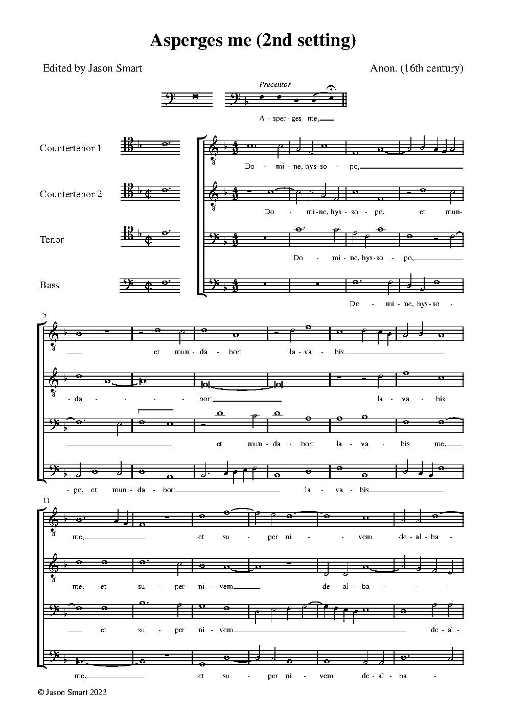 Asperges me (Gyffard Partbooks, 2nd setting)