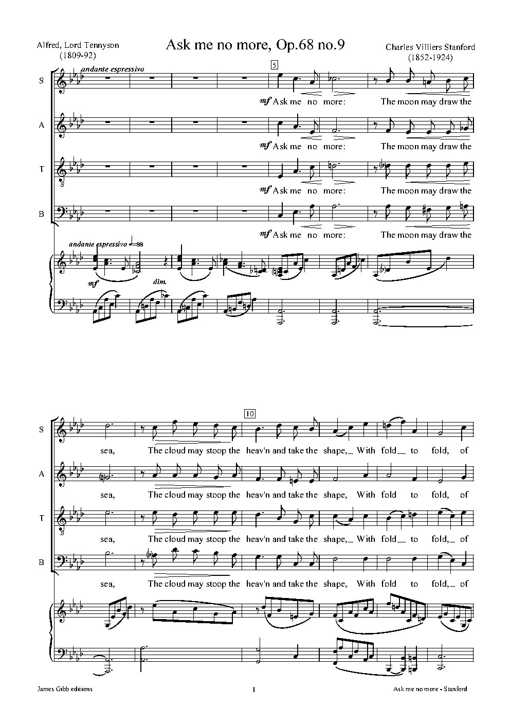 Ask me no more, Op. 68:9