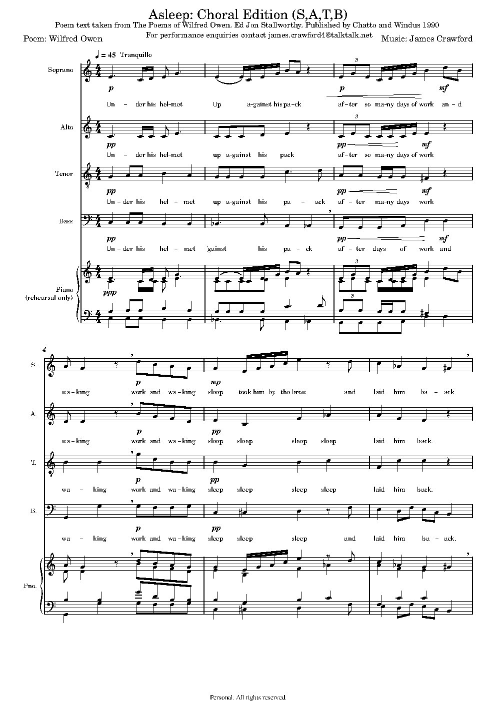 Asleep Choral Edition