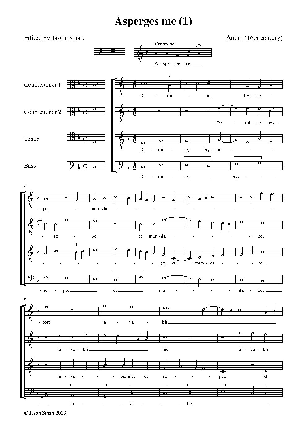 Asperges me (Gyffard Partbooks, 1st setting)