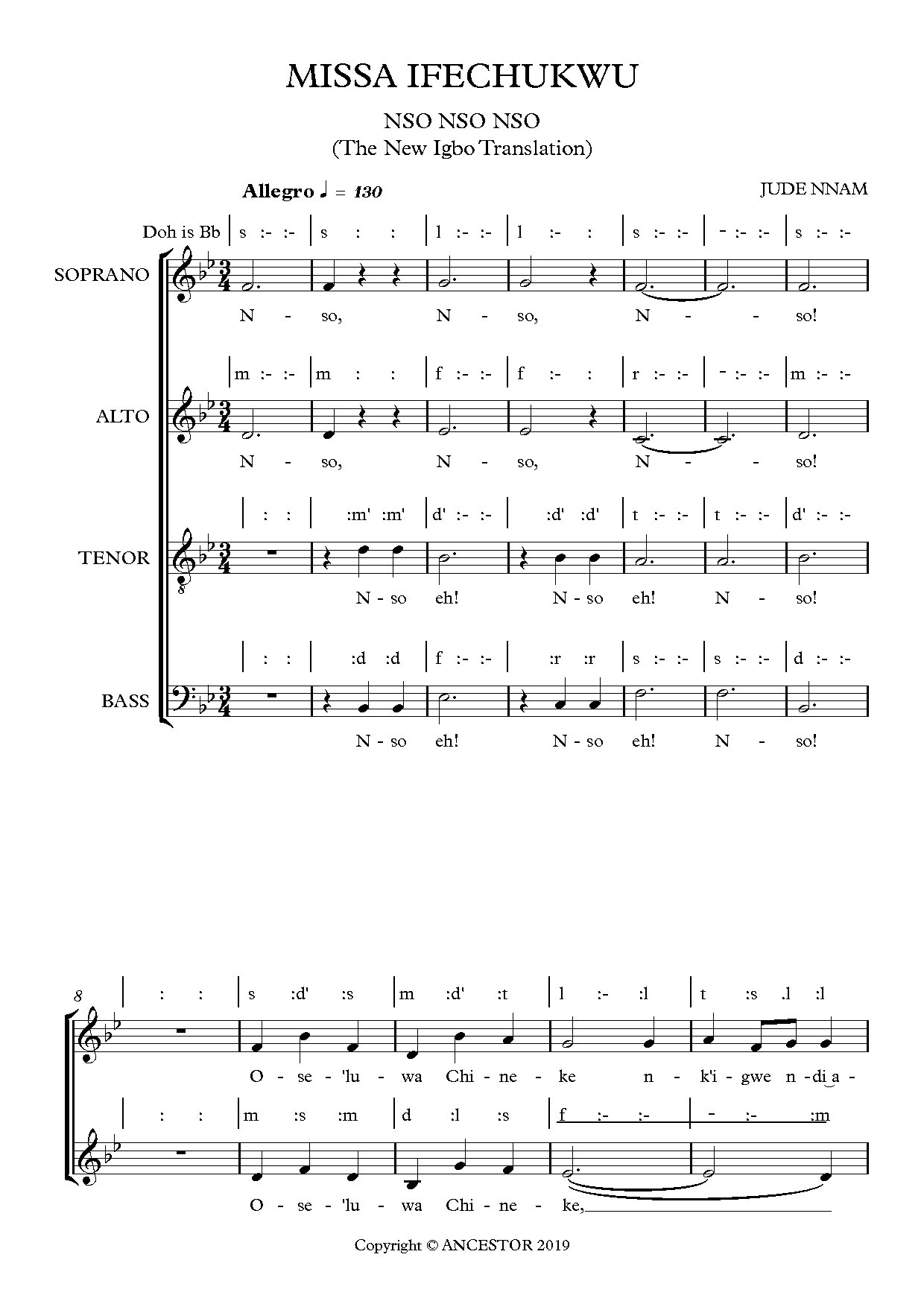 Missa Ifechukwu (sanctus) - Download Choir Script PDF