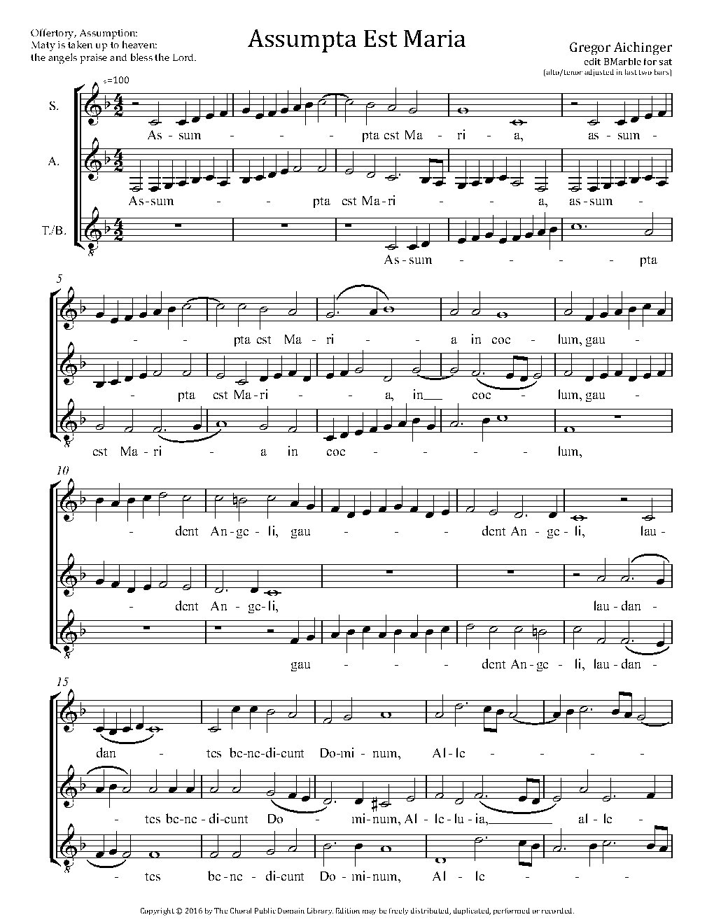 Assumpta est Maria - Choir Script PDF Thumbnail