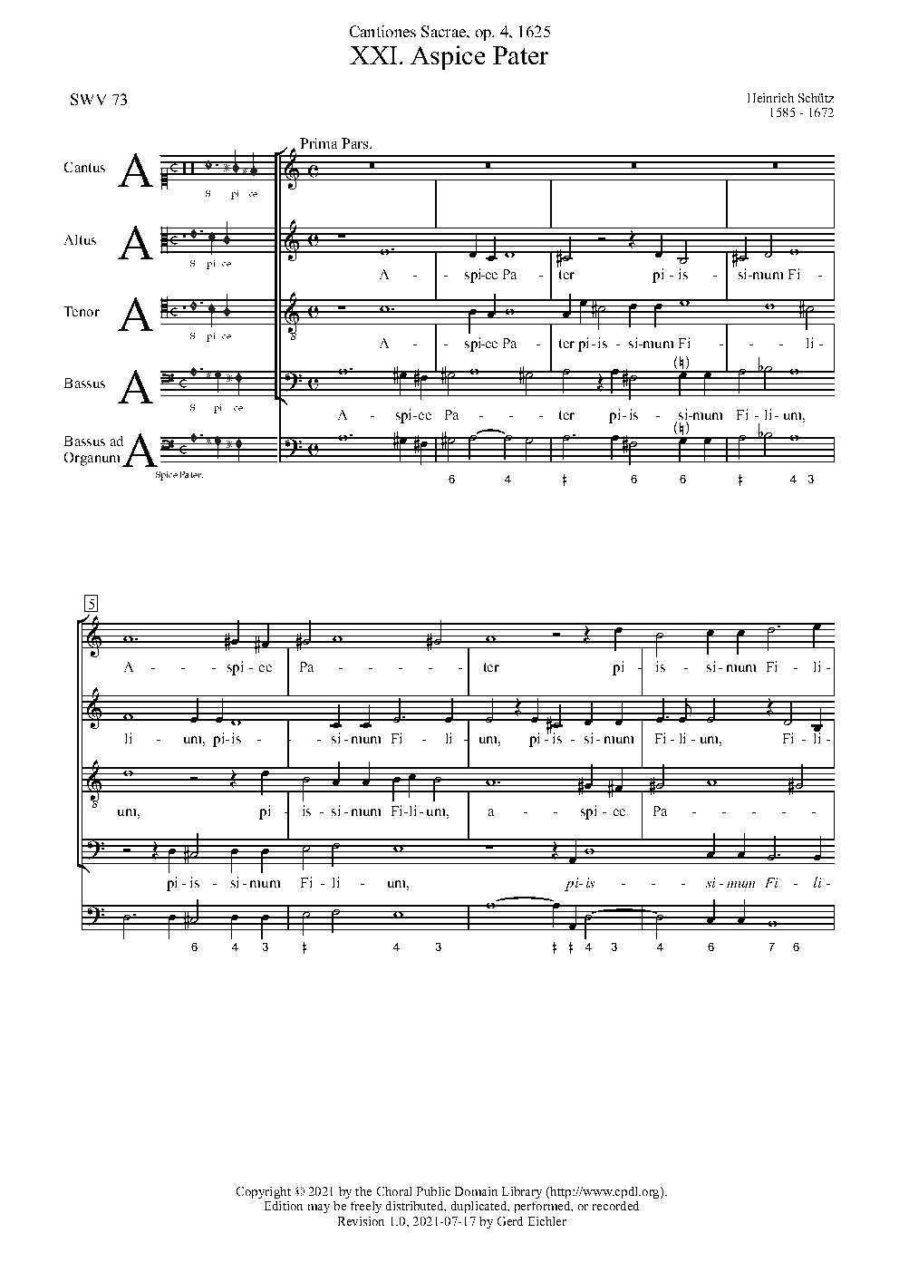 Aspice Pater piissimum Filium, SWV 73