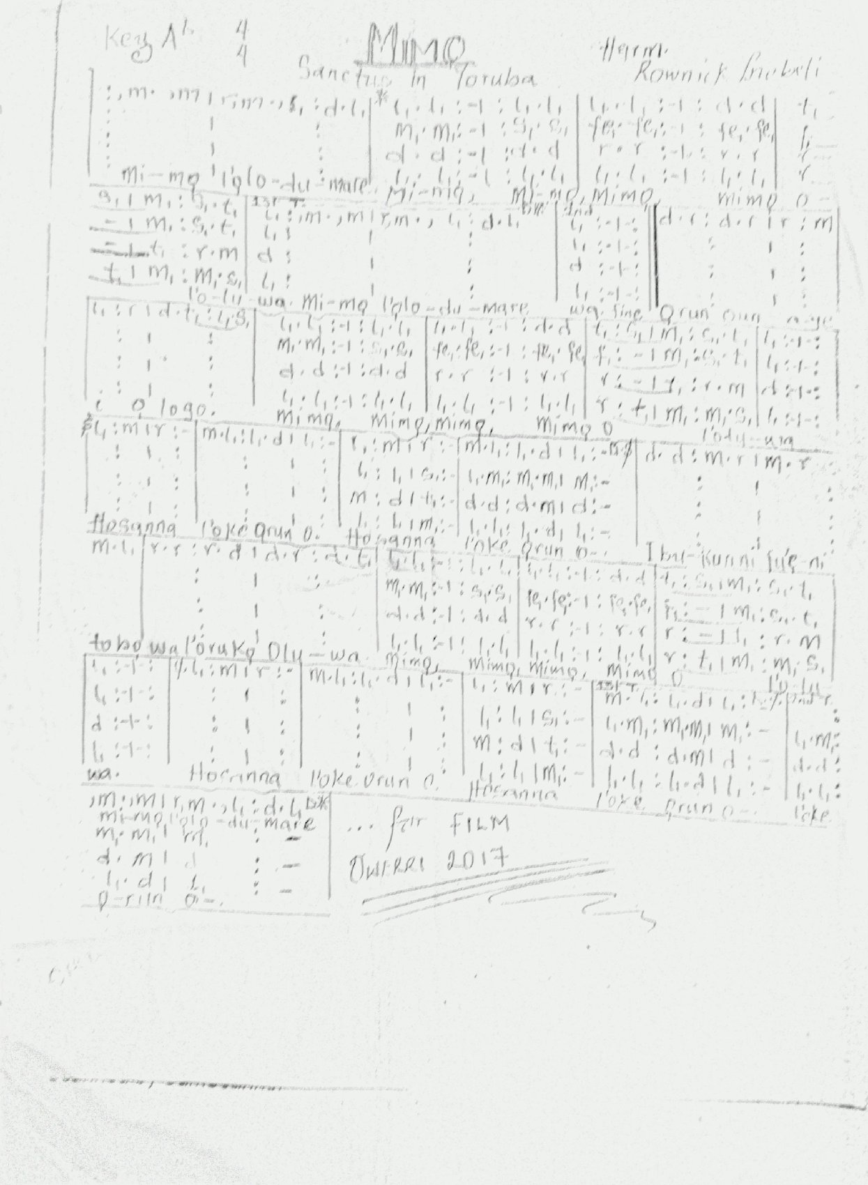 Mimo Mimo Rownick - Download Choir Script PDF