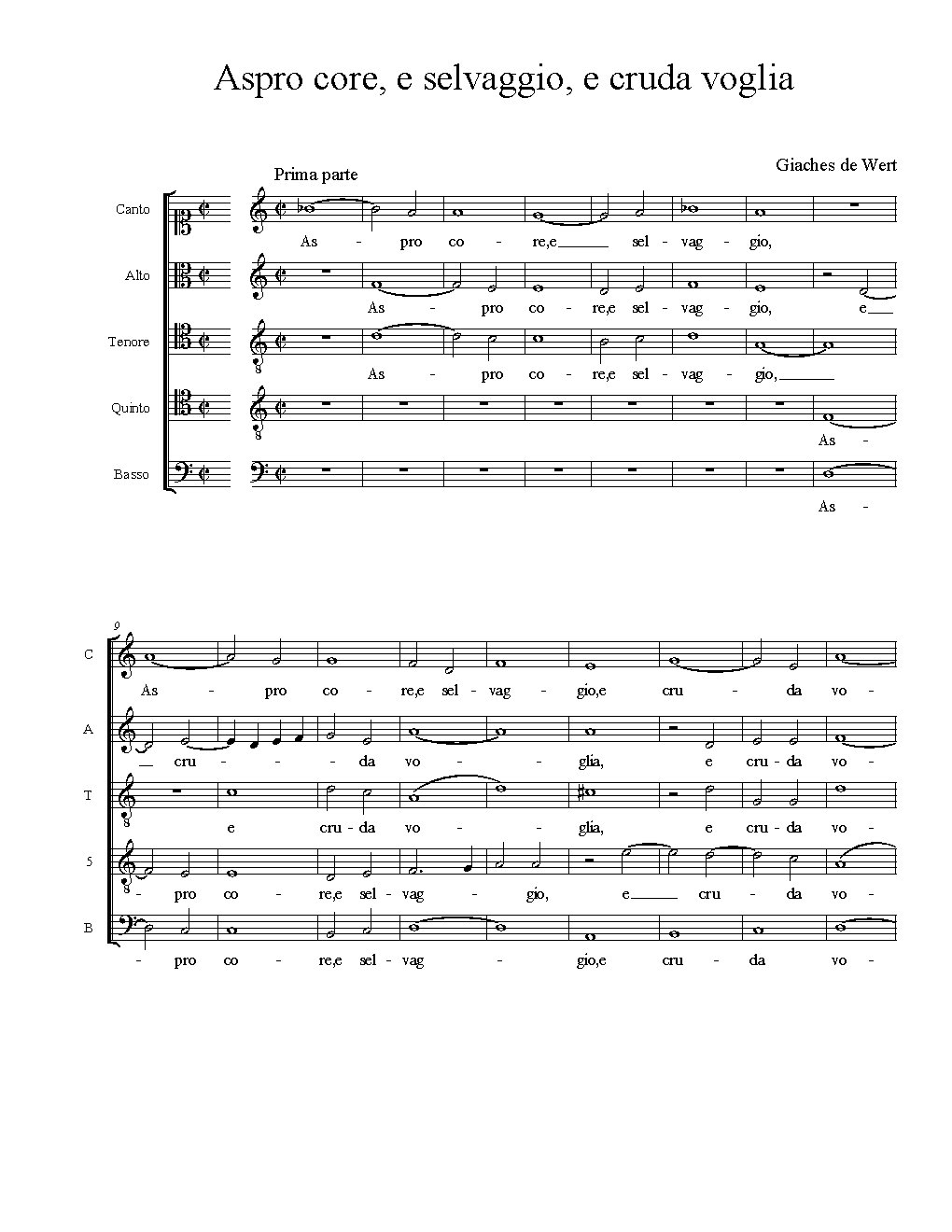 Aspro core, e selvaggio, e cruda voglia - Choir Script PDF Thumbnail