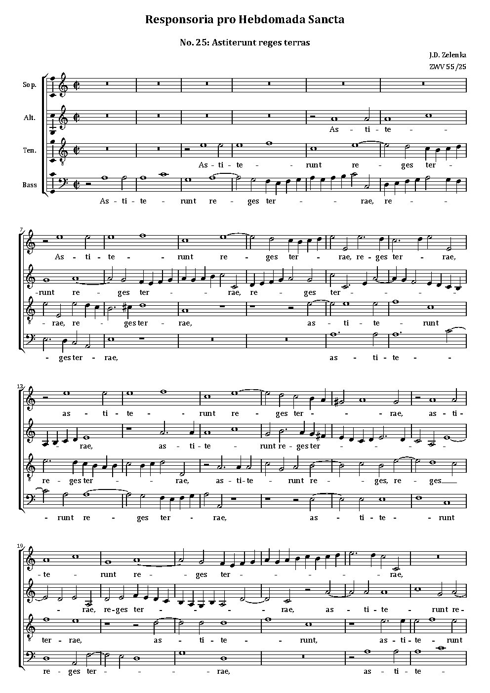 Astiterunt reges terras, ZWV 55:25