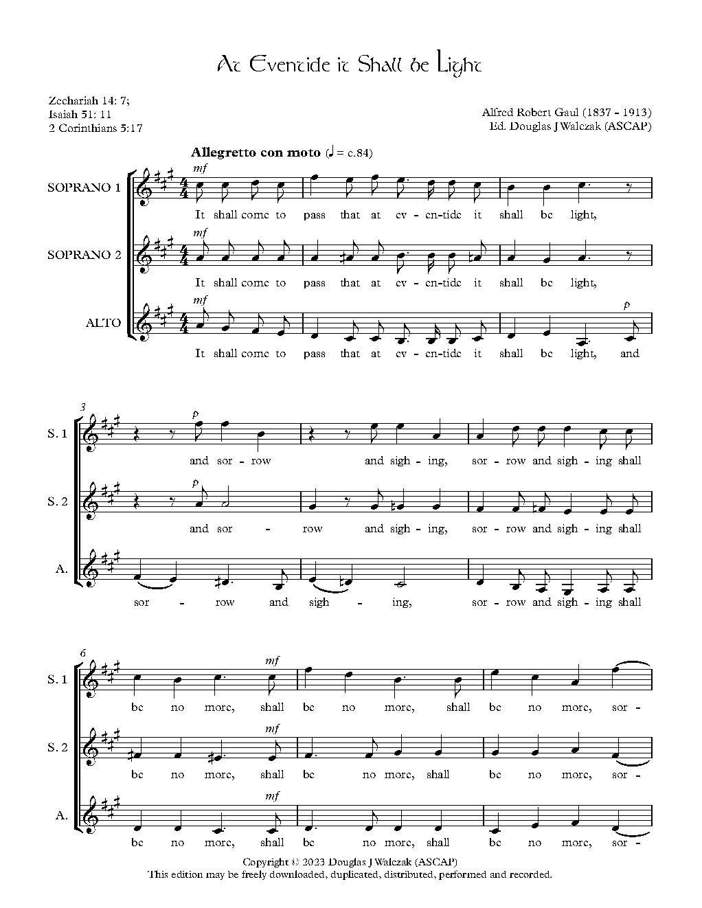 At eventide it shall be light - Choir Script PDF Thumbnail