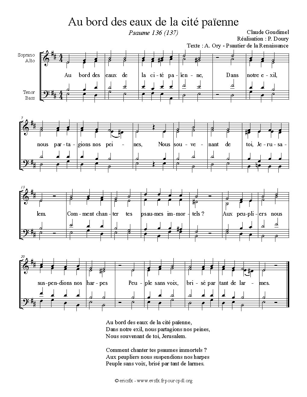 Au bord des eaux de la cité païenne (Psalm 137)