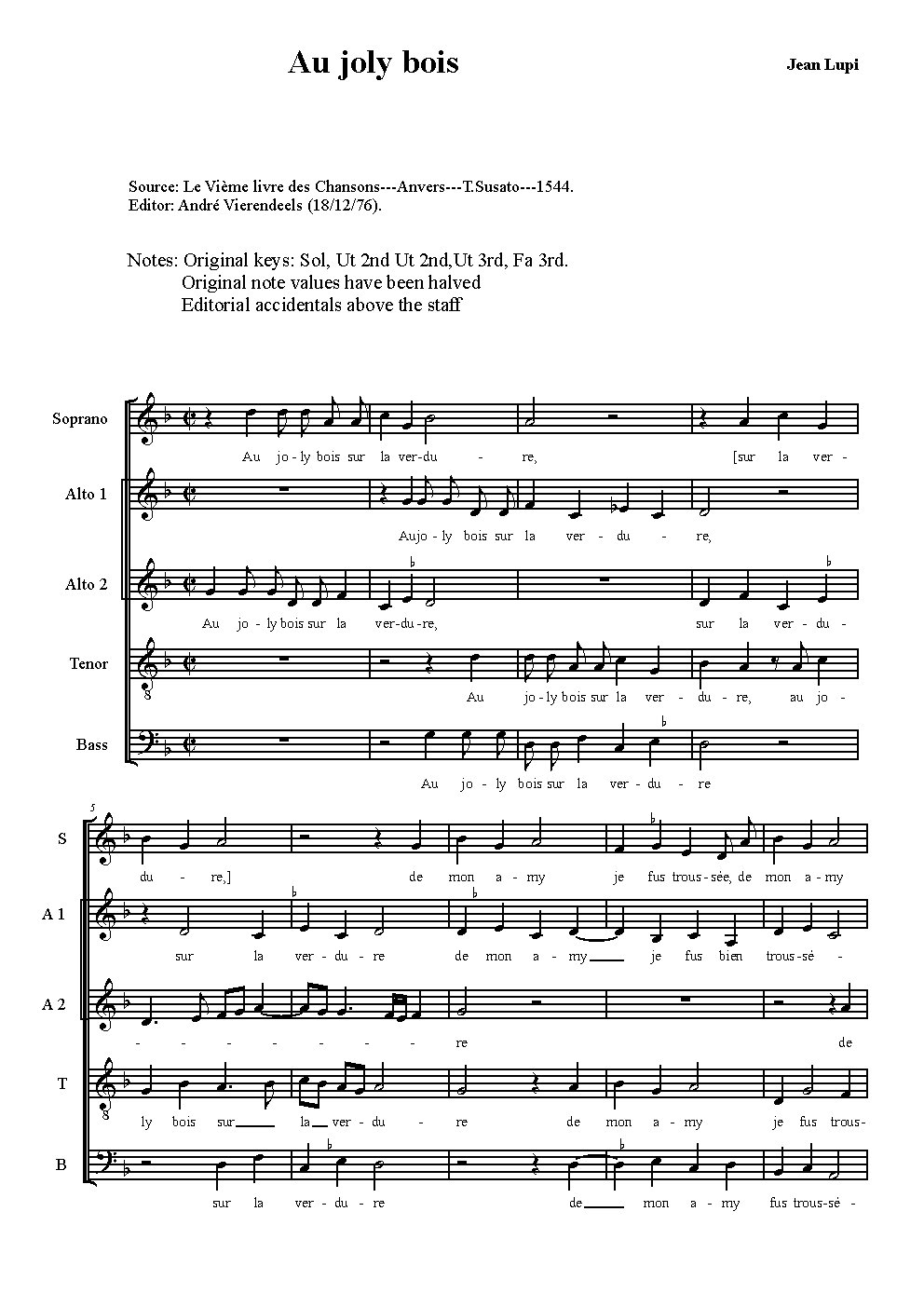 Au joly bois - Choir Script PDF Thumbnail