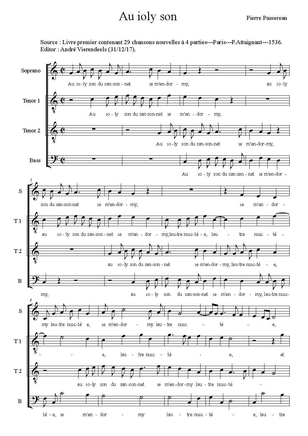 Au joly son du sansonnet - Choir Script PDF Thumbnail