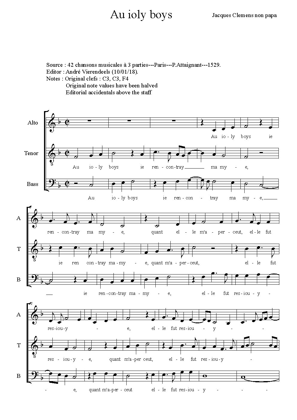 Au ioly boys - Choir Script PDF Thumbnail