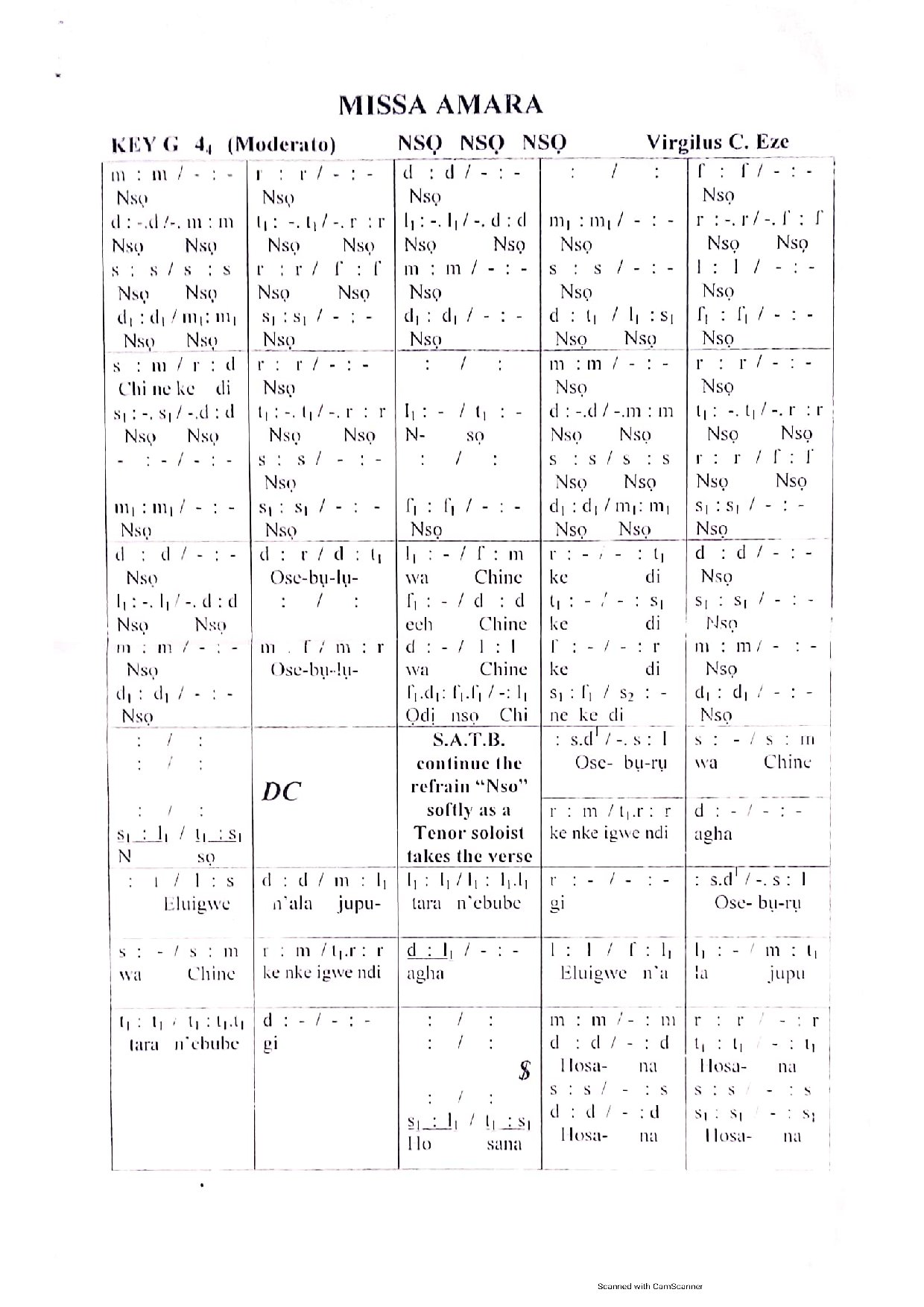 Nso Nso By Virgilus Eze - Download Choir Script PDF