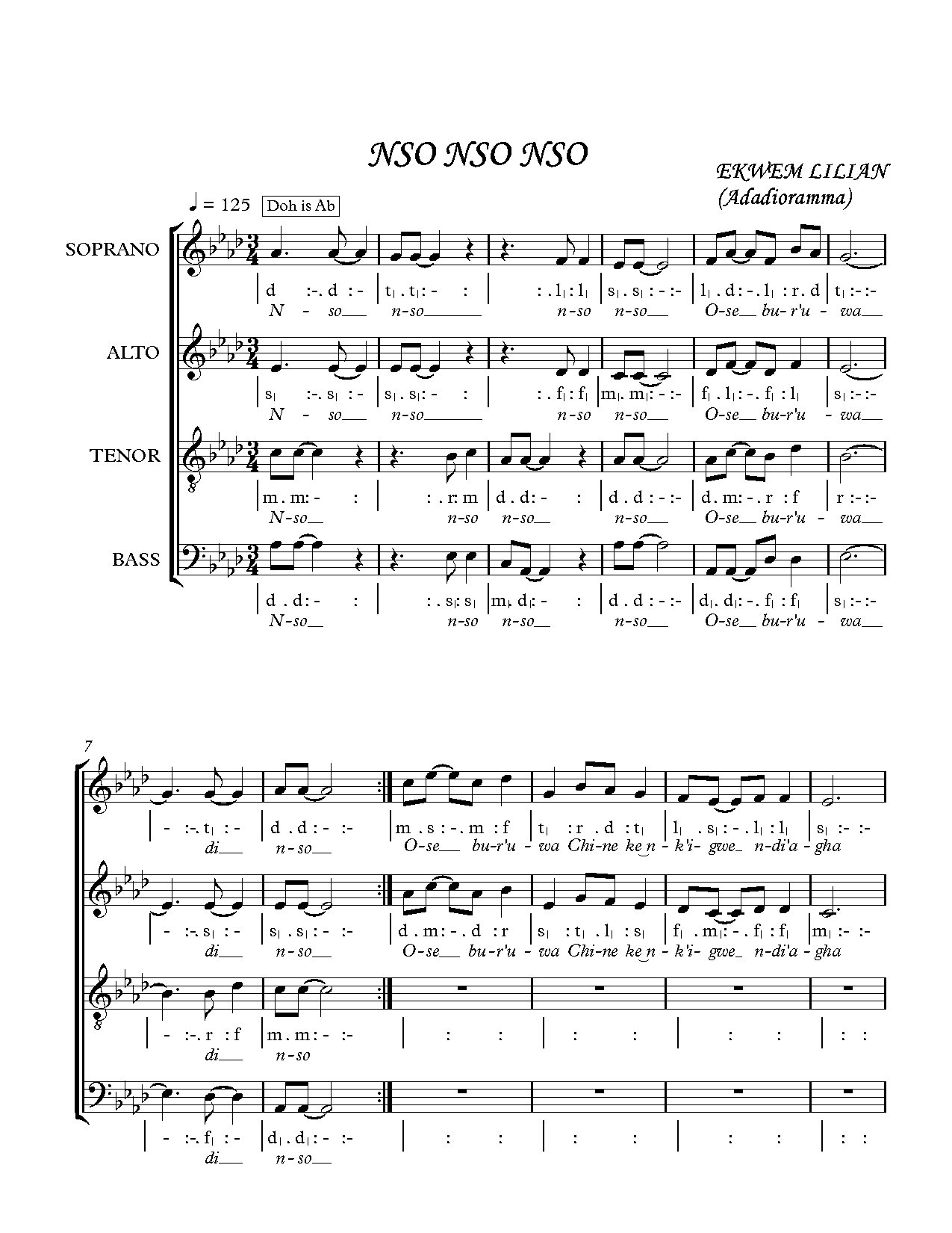 Nso Nso Nso (finish) - Full Score - Download Choir Script PDF