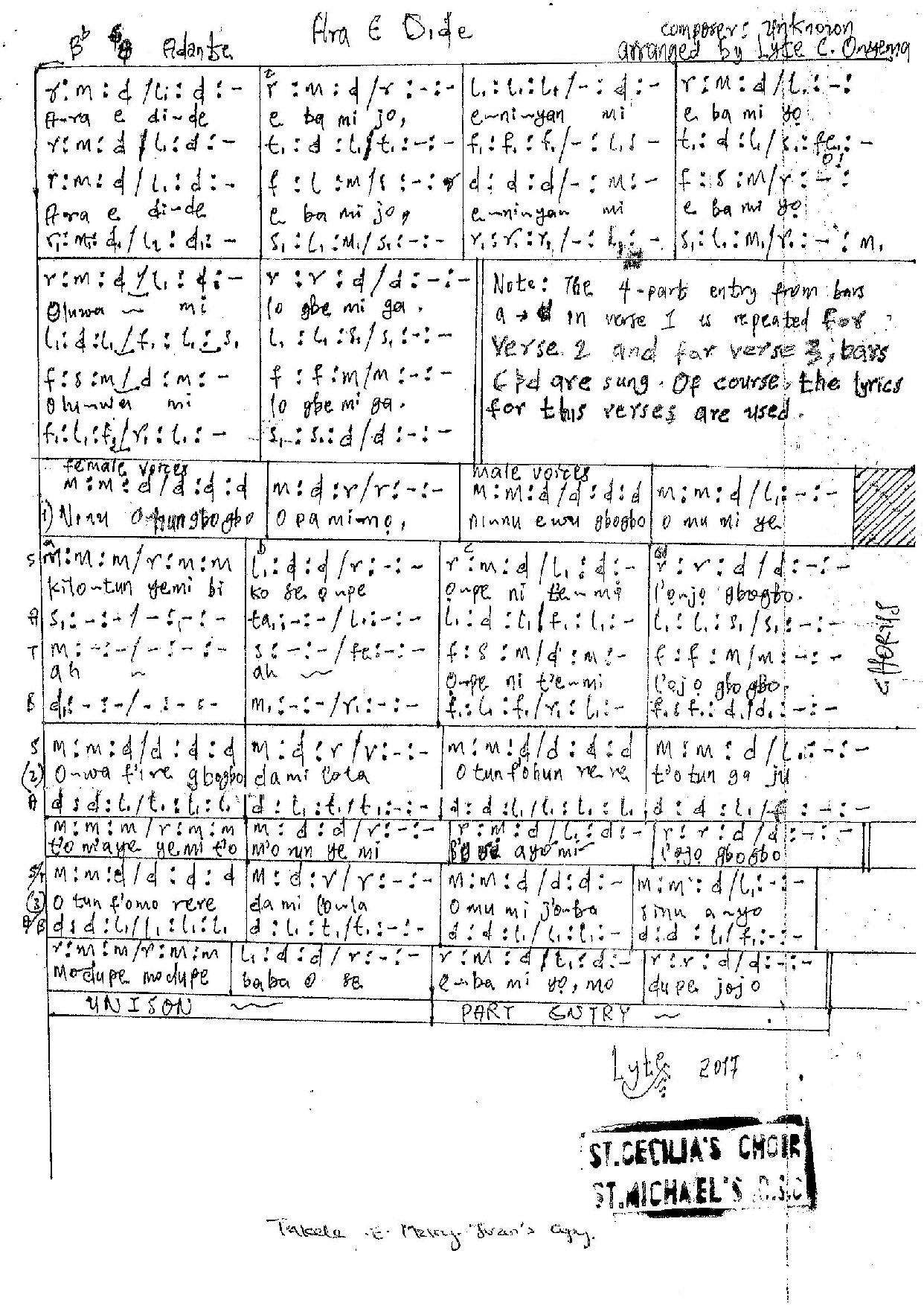 Ara E Dide - Download Choir Script PDF